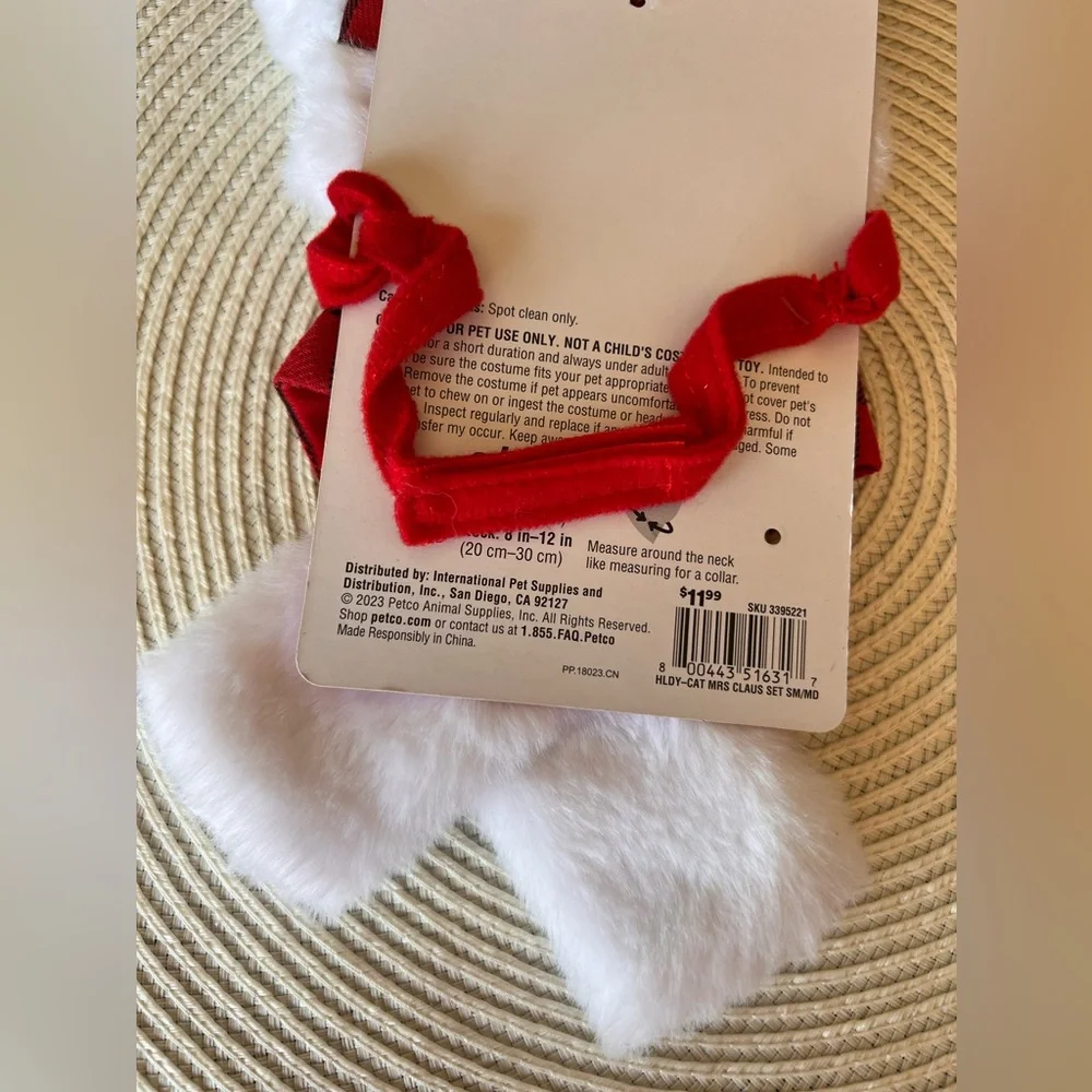 Merry Makings Petco 2-Piece Mrs. Clause Cat Costume Red / Faux‎ Fur Set Size S/M